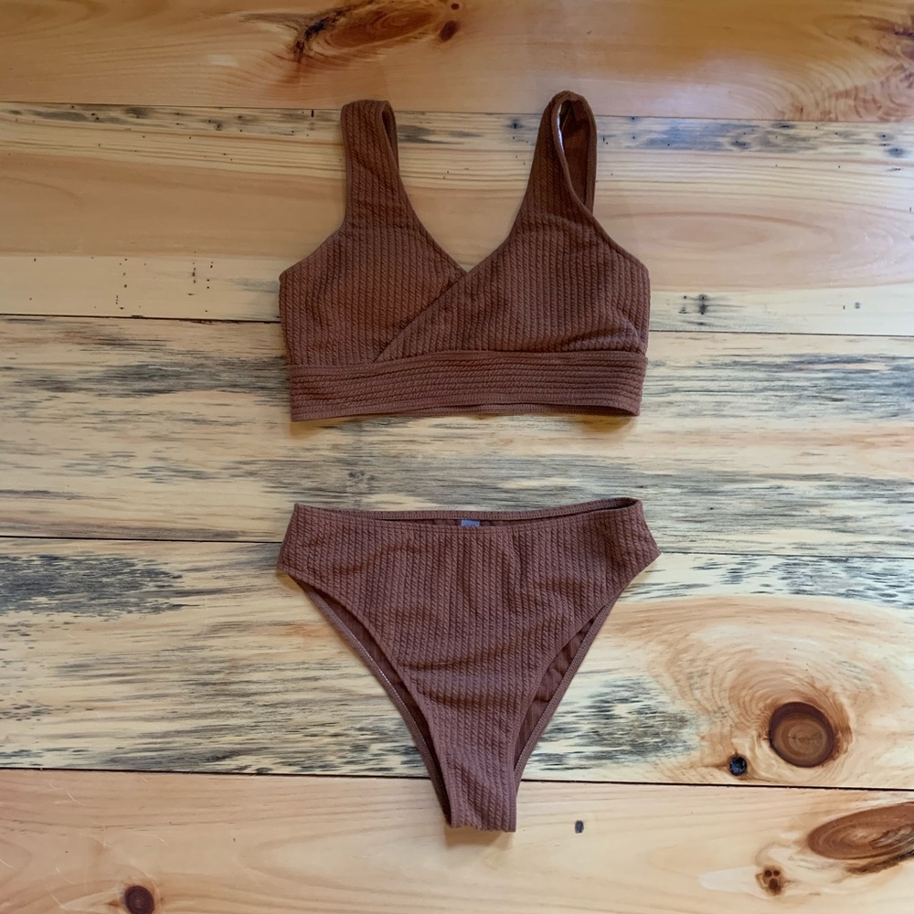 SHEIN textured high waisted bikini